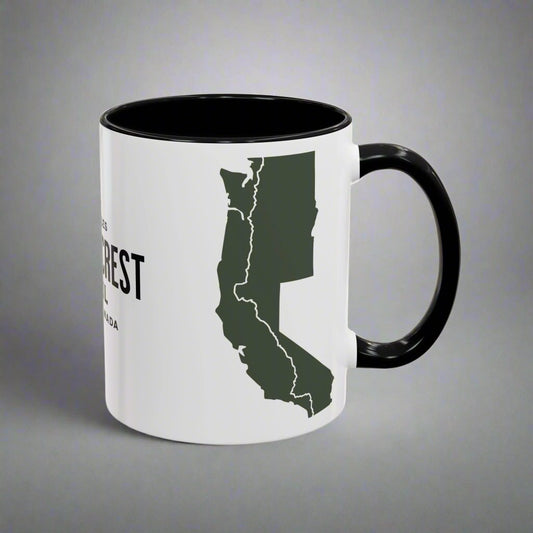 Pacific Crest Trail Classic Trail Marker Accent Coffee Mug 11oz, 15oz Blue Black Pink Red Navy Mexico To Canada Map Printify