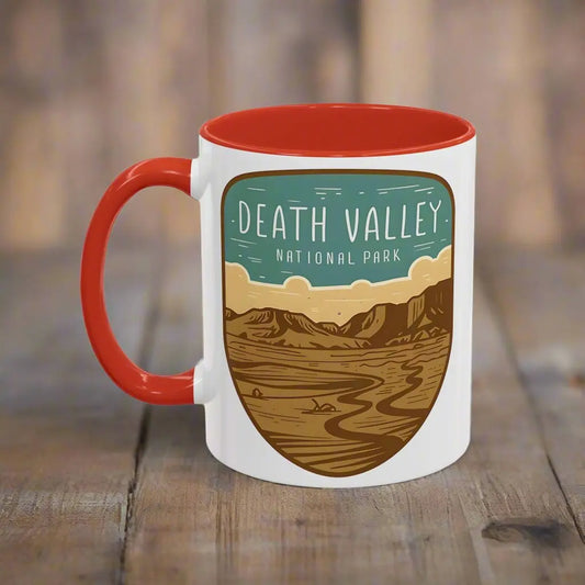 Death Valley National Park Coffee Mug 11oz 15oz Desert Shield Graphic Blue Black Pink Red - Park Service Apparel