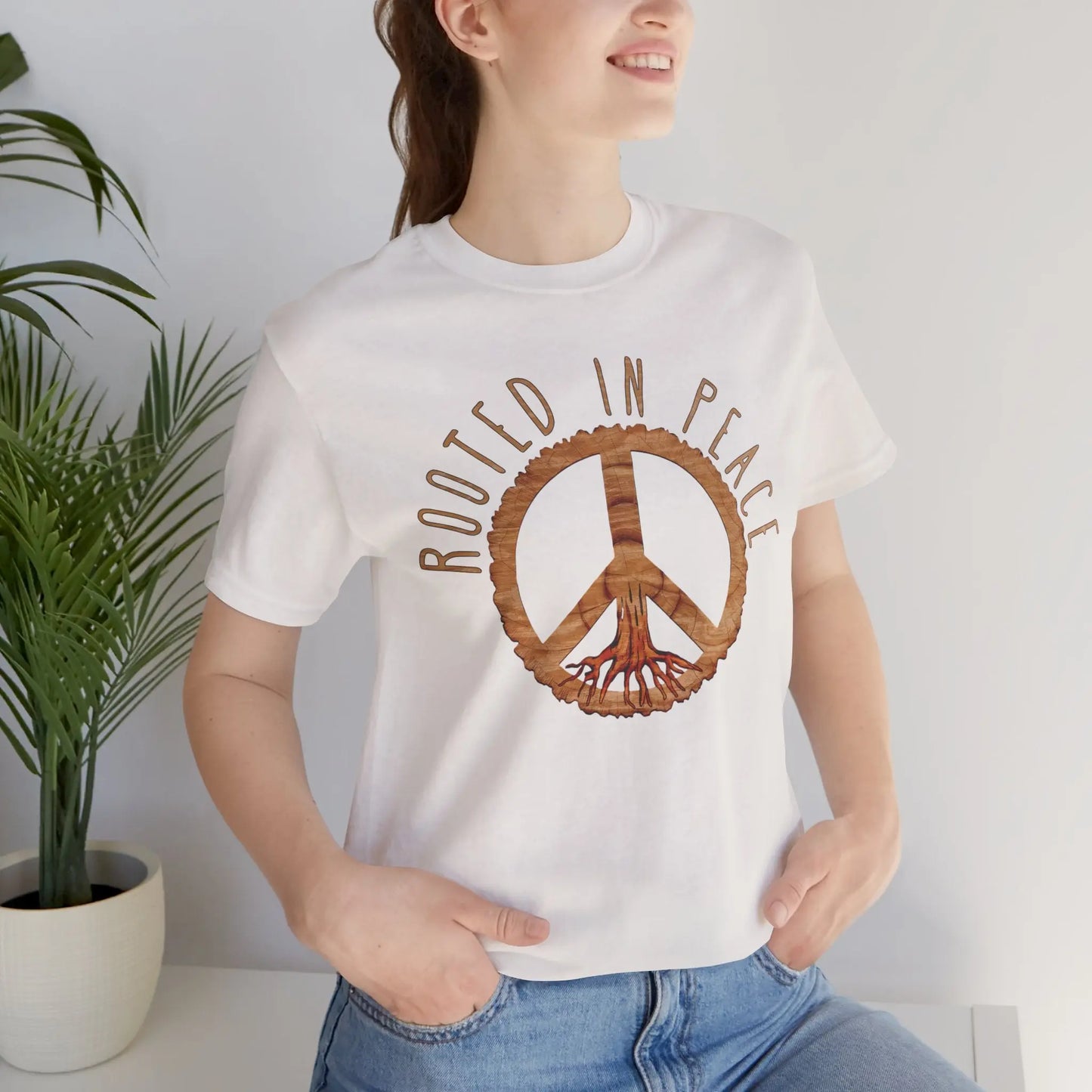 Rooted In Peace Rustic Wood Look  Unisex Fit Short Sleeve T-Shirt Tree Roots - Park Service Apparel