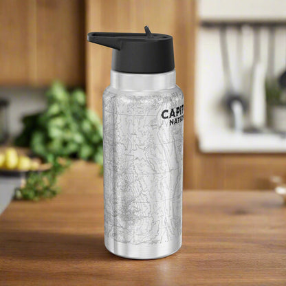 Capitol Reef National Park Topographic Insulated Water Bottle Tumbler 32oz Real USGS Topo Map