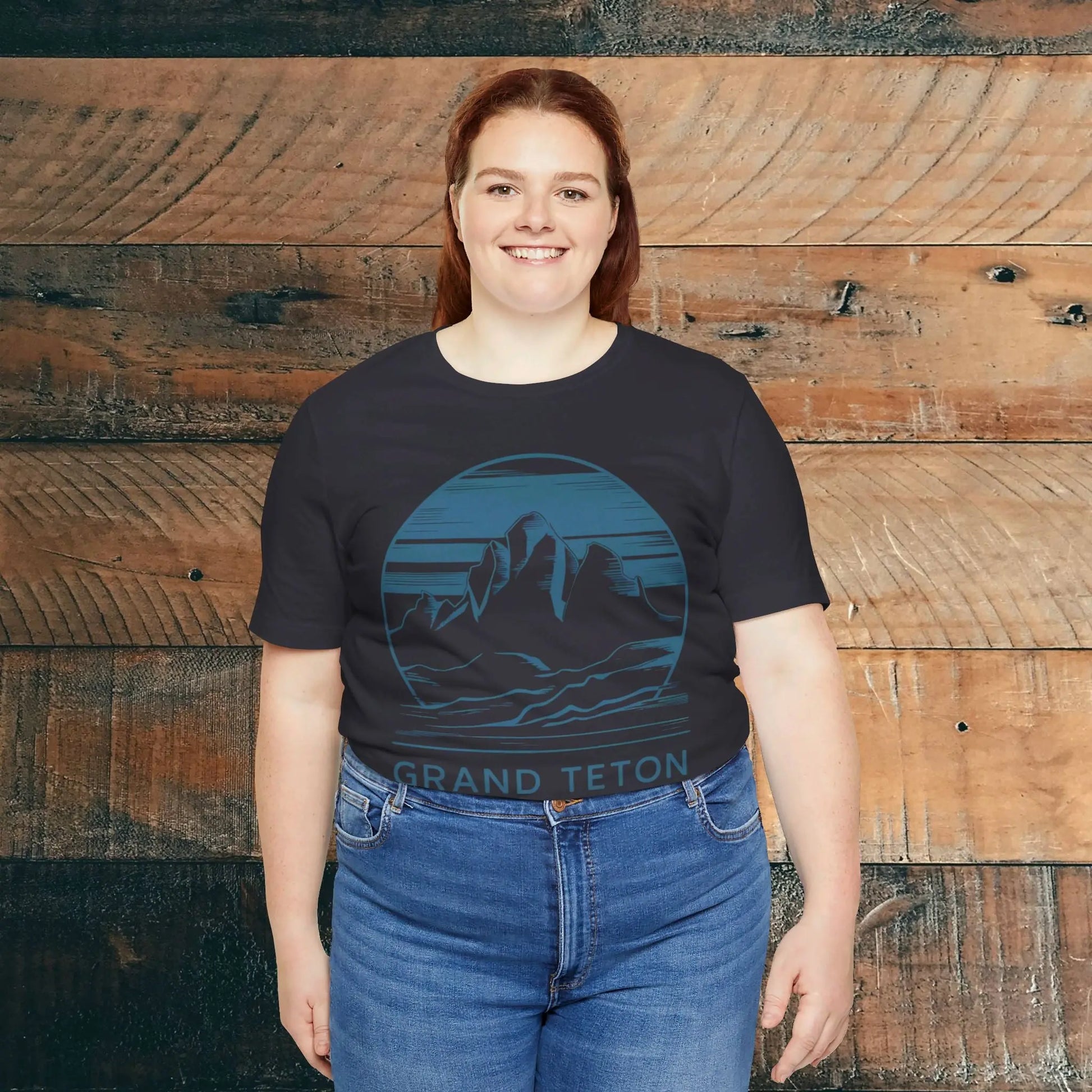 Grand Teton National Park Unisex Fit Soft T-Shirt Blue Mountain Art - Park Service Apparel