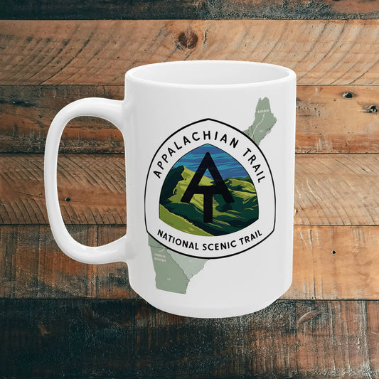 Appalachian Trail Scenic Ceramic Mug (11oz, 15oz) Hike Line Design Mountains - Park Service Apparel