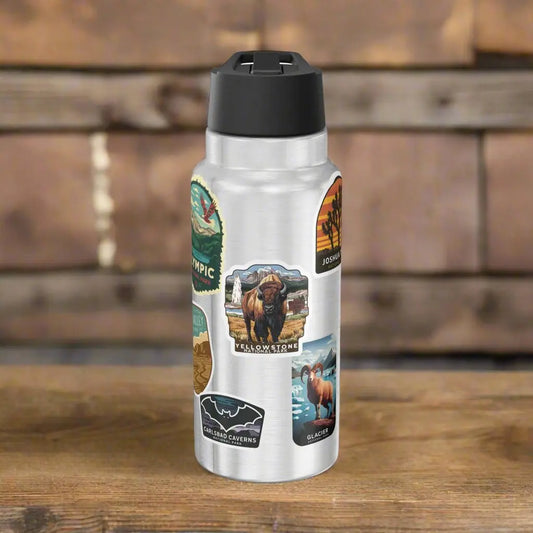 Personalized Nature/National Parks  Sticker Style Insulated Water Bottle Tumbler 32oz Customize - Park Service Apparel