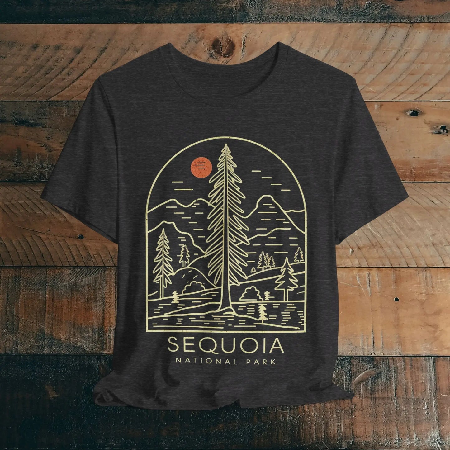 Sequoia National Park Unisex Fit Soft T-Shirt Big Tree Line Art - Park Service Apparel