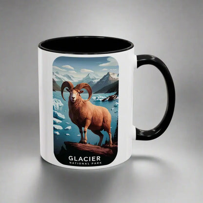 Glacier National Park Big Horned Sheep Scenic Coffee Mug 11oz 15oz Blue Black Pink Red - Park Service Apparel