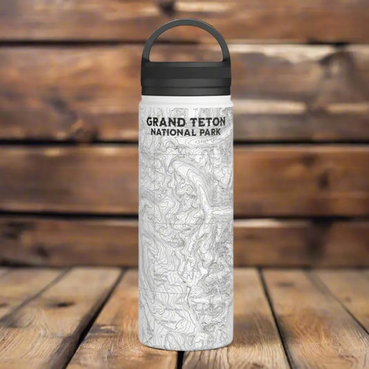 Grand Teton National Park Topographic Stainless Steel Water Bottle Handle Lid - Park Service Apparel