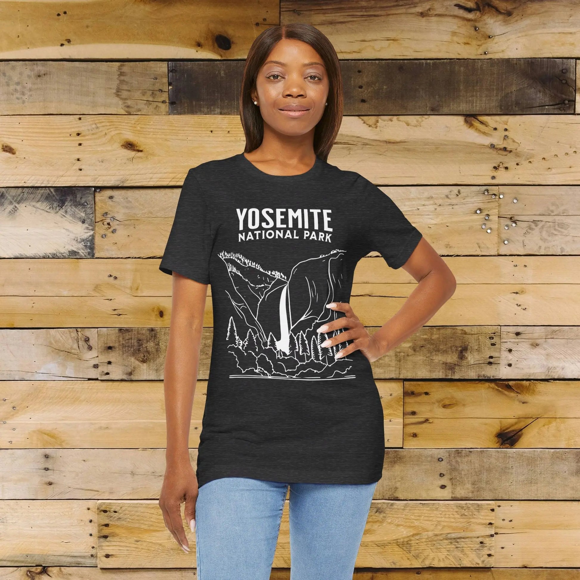 Yosemite National Park Falls Minimalist Art Unisex T-Shirt - Park Service Apparel