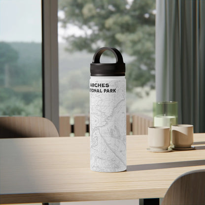 Arches National Park Topographic Stainless Steel Water Bottle Handle Lid Moab Utah Outdoors On the Go Tumbler - Park Service Apparel