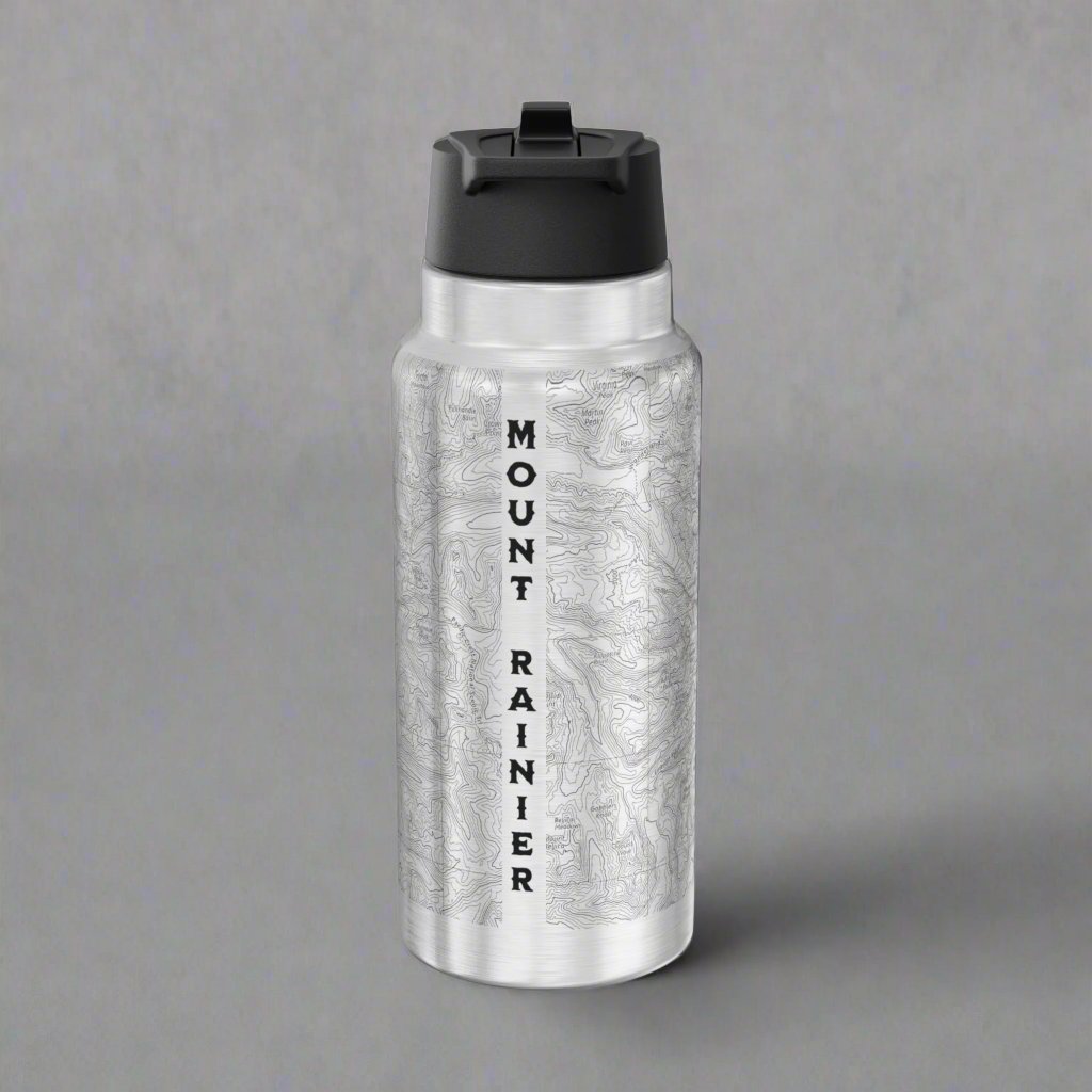 Mount Rainier Topographic Insulated Water Bottle Tumbler 32oz Printify