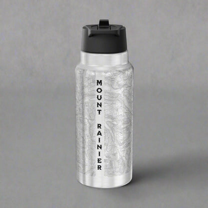Mount Rainier Topographic Insulated Water Bottle Tumbler 32oz Printify
