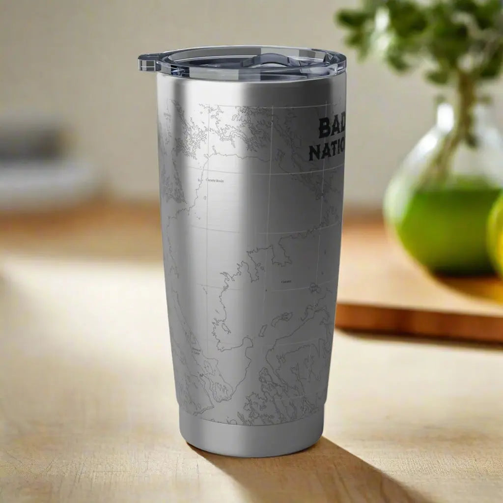 Badlands National Park Topographic Tumbler 20oz USGS Map Print South Dakota - Park Service Apparel