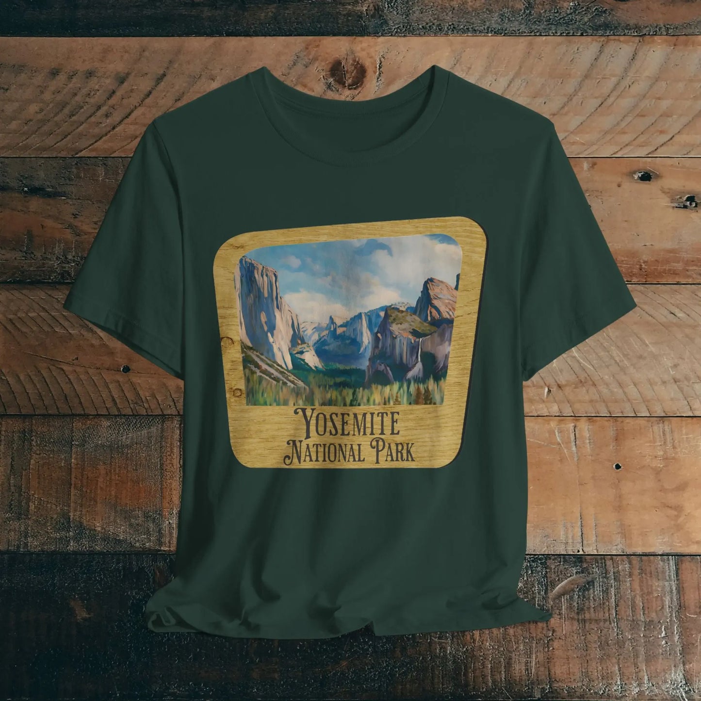 Yosemite National Park Unisex Fit Short Sleeve T-Shirt Wood Sign - Park Service Apparel