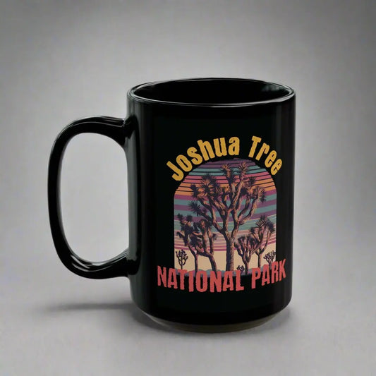 Joshua Tree National Park Retro Colorful Black Mug (11oz, 15oz) Coffee Tea Cup - Park Service Apparel