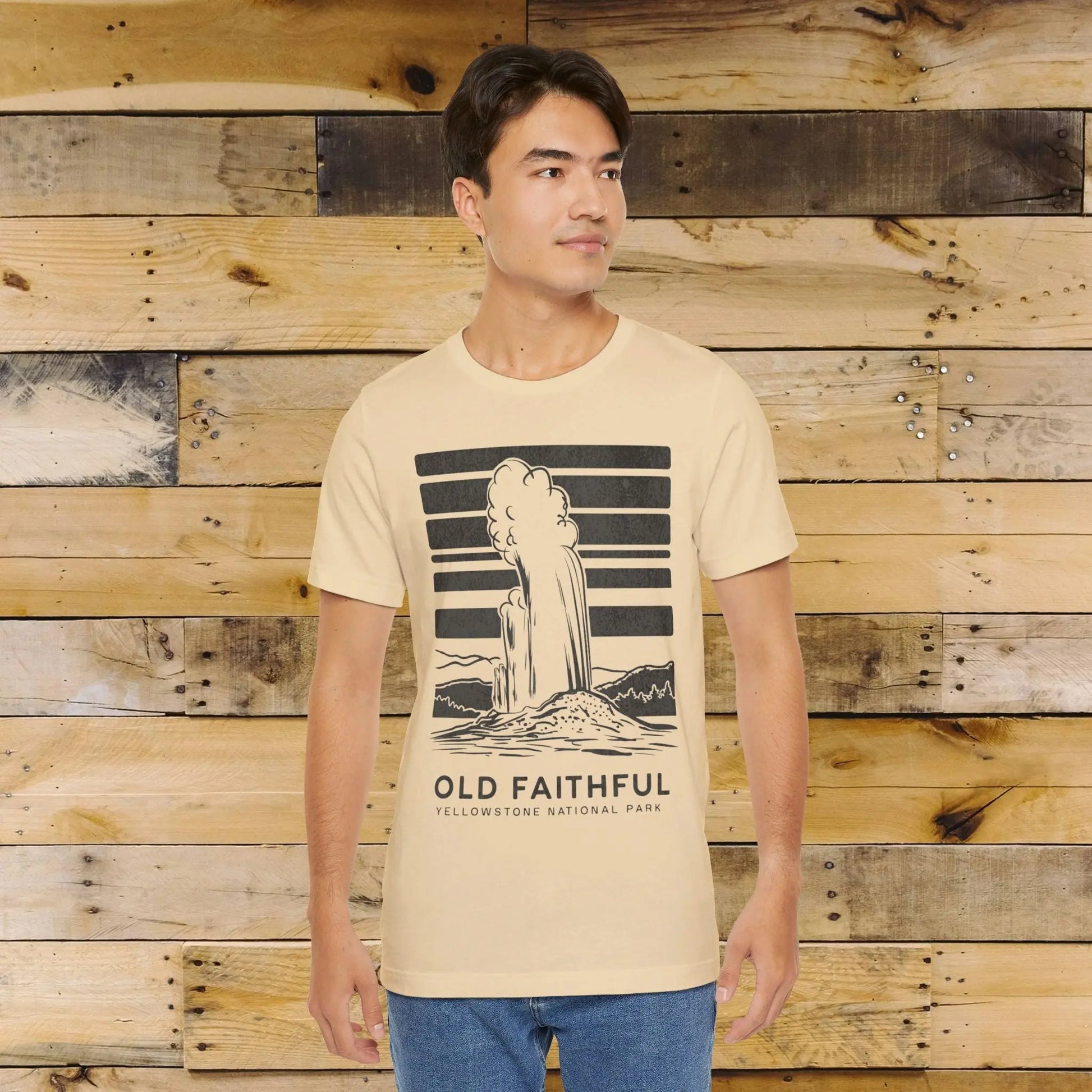 Yellowstone National Park Unisex Fit Soft T-Shirt Old Faithful Eruption Distressed - Park Service Apparel