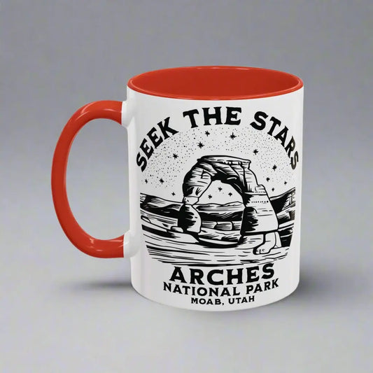 Arches National Park Coffee Mug 11oz 15oz Seek The Stars Blue Black Pink Red - Park Service Apparel