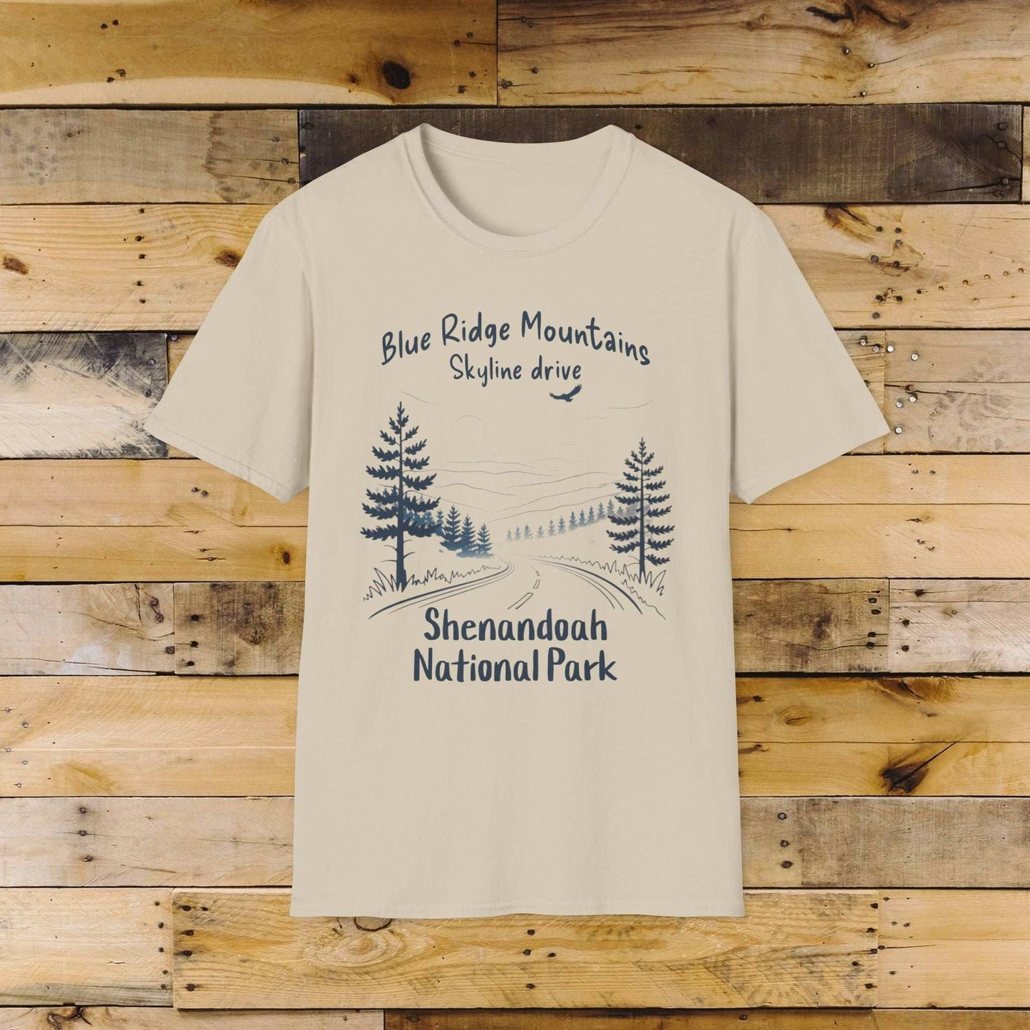 Shenandoah Blue Ridge Mountains National Park Unisex Fit Soft T-Shirt T-Shirt Printify Sand S