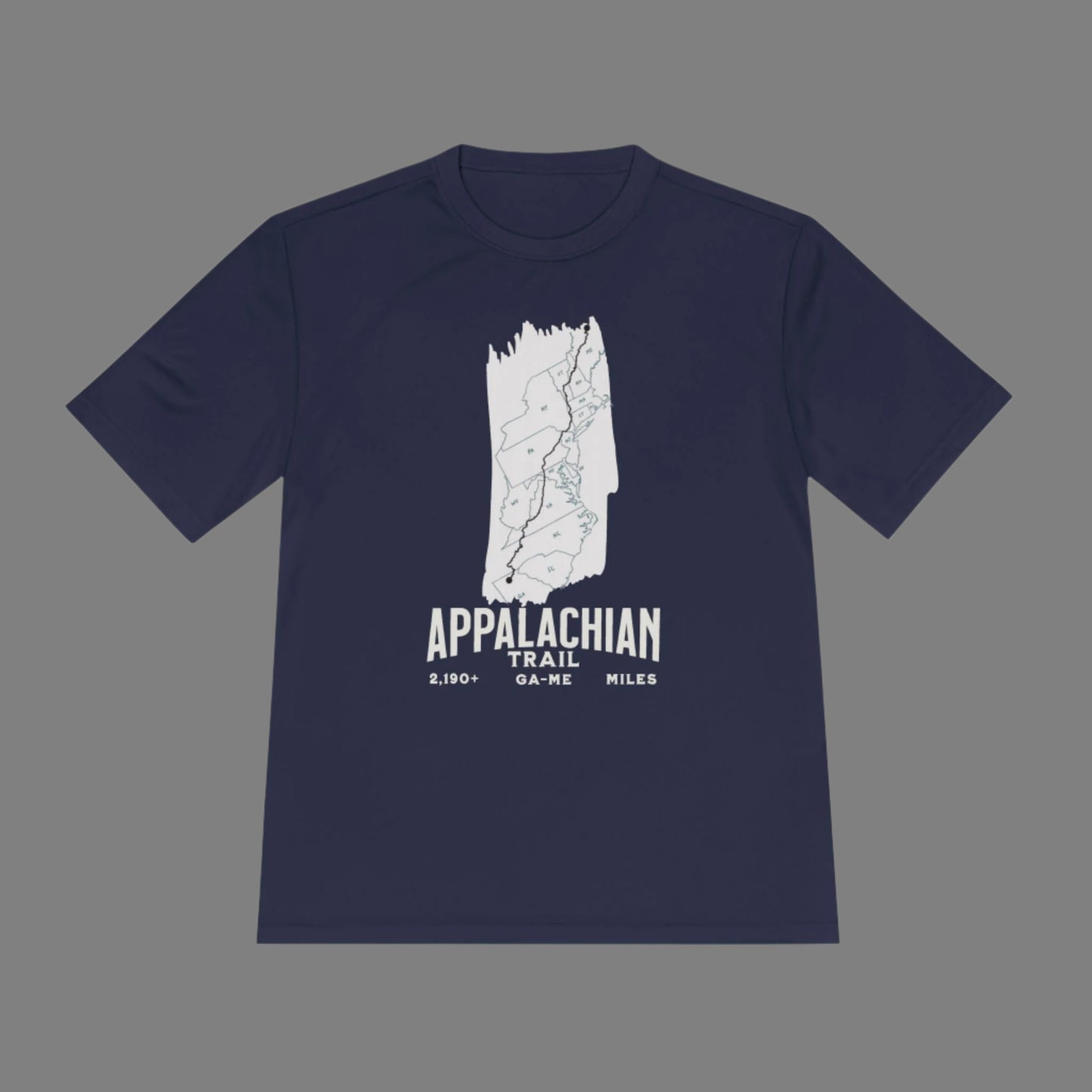 Appalachian Trail White Blaze Map Unisex Fit Sport Tech Performance T-shirt Printify