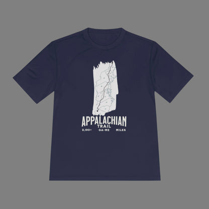Appalachian Trail White Blaze Map Unisex Fit Sport Tech Performance T-shirt Printify