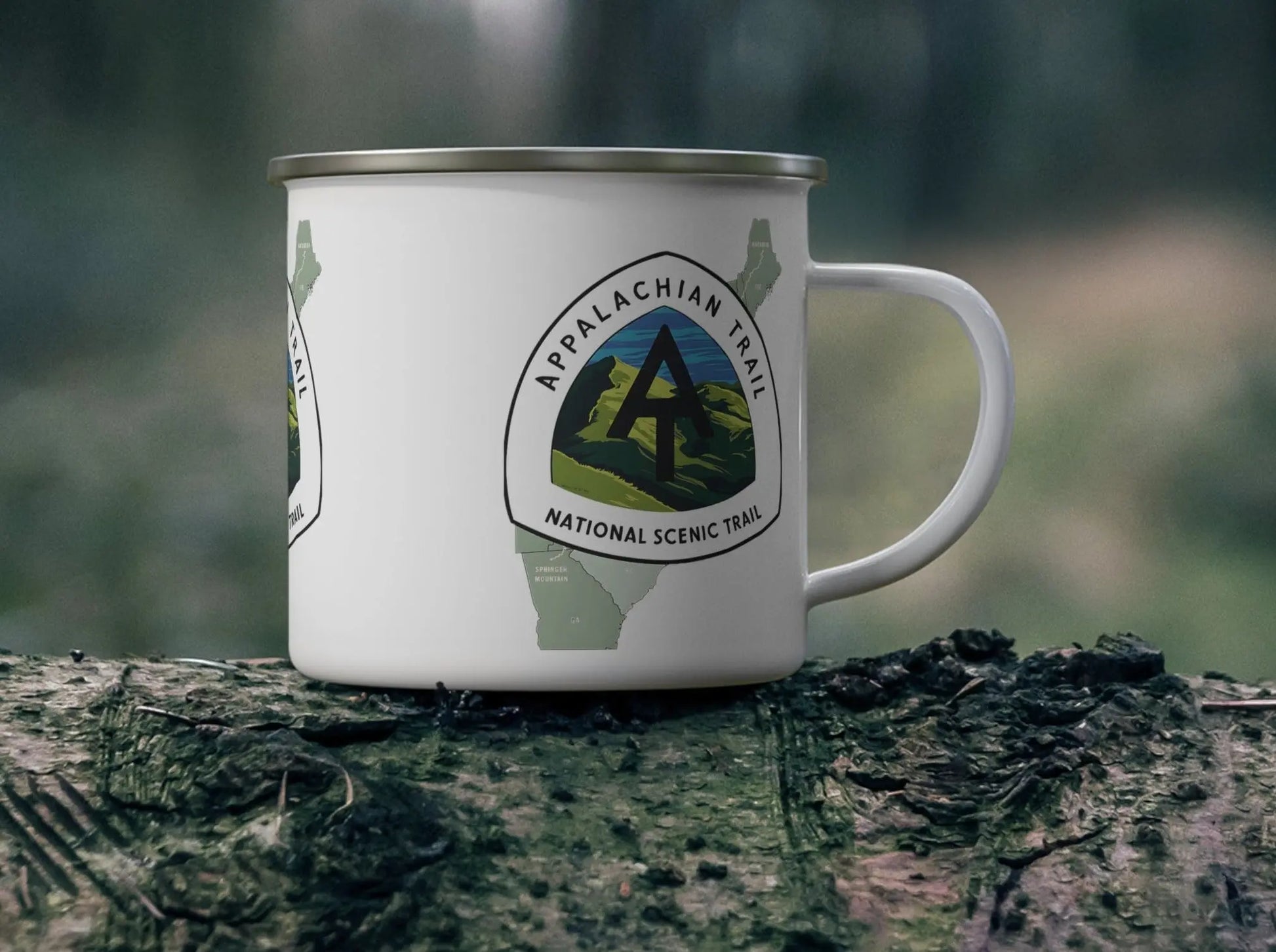 Appalachian Trail Logo Enamel Camping Hike Mug Scenic Map Trail Design - Park Service Apparel