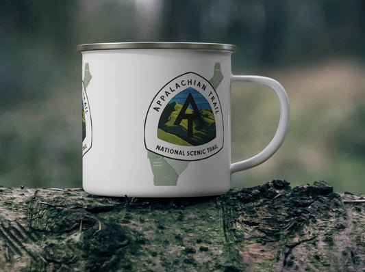 Appalachian Trail Logo Enamel Camping Hike Mug Scenic Map Trail Design - Park Service Apparel