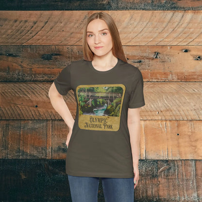 Olympic National Park Unisex Fit Short Sleeve T-Shirt Wood Sign - Park Service Apparel