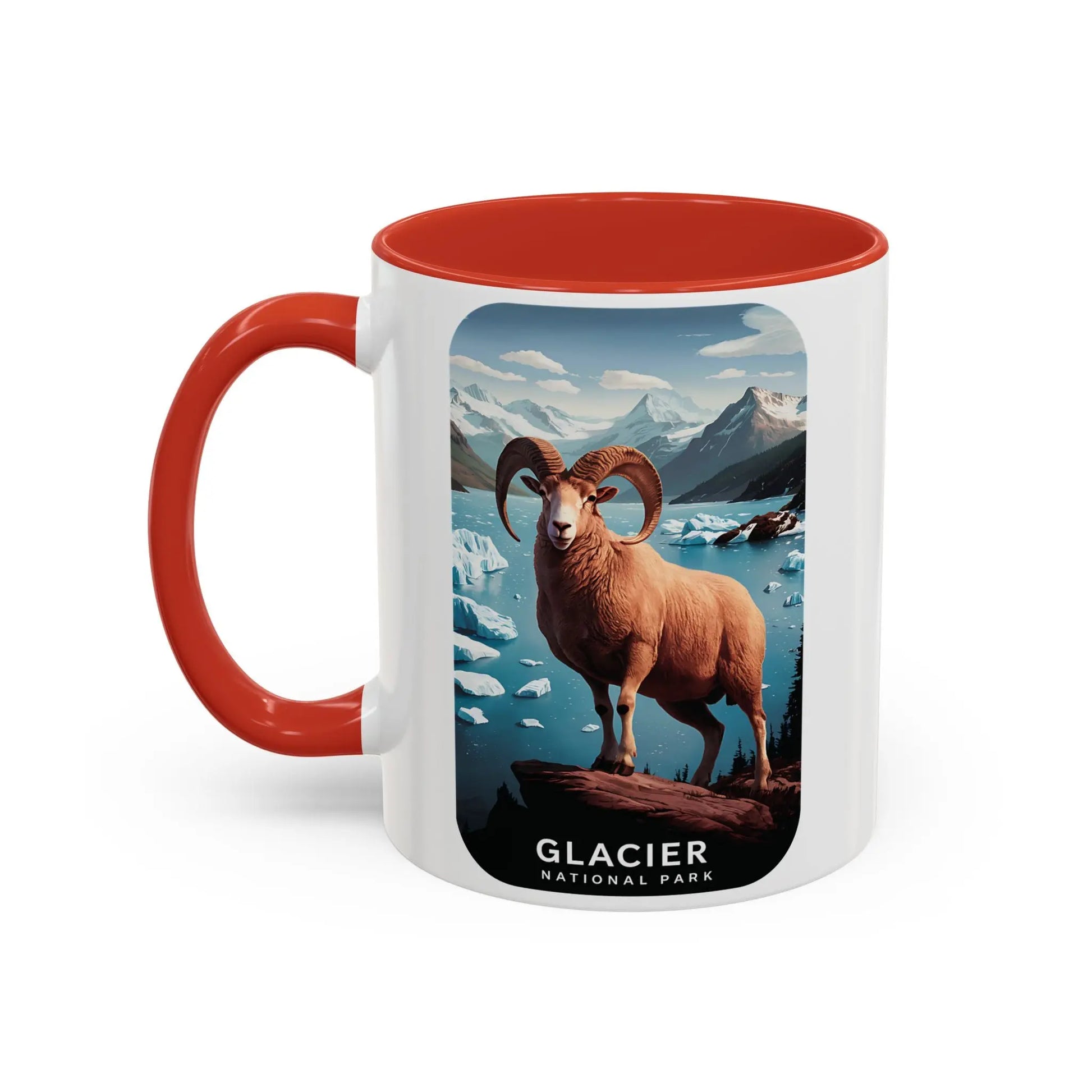 Glacier National Park Big Horned Sheep Scenic Coffee Mug 11oz 15oz Blue Black Pink Red - Park Service Apparel