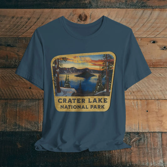 Crater Lake National Park Unisex Fit Short Sleeve T-Shirt Wood Sign - Park Service Apparel