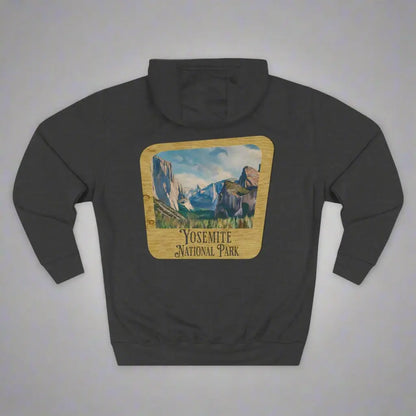 Yosemite National Park Fleece Hoodie Scenic Valley Art Wooden Mountain Sign - Park Service Apparel