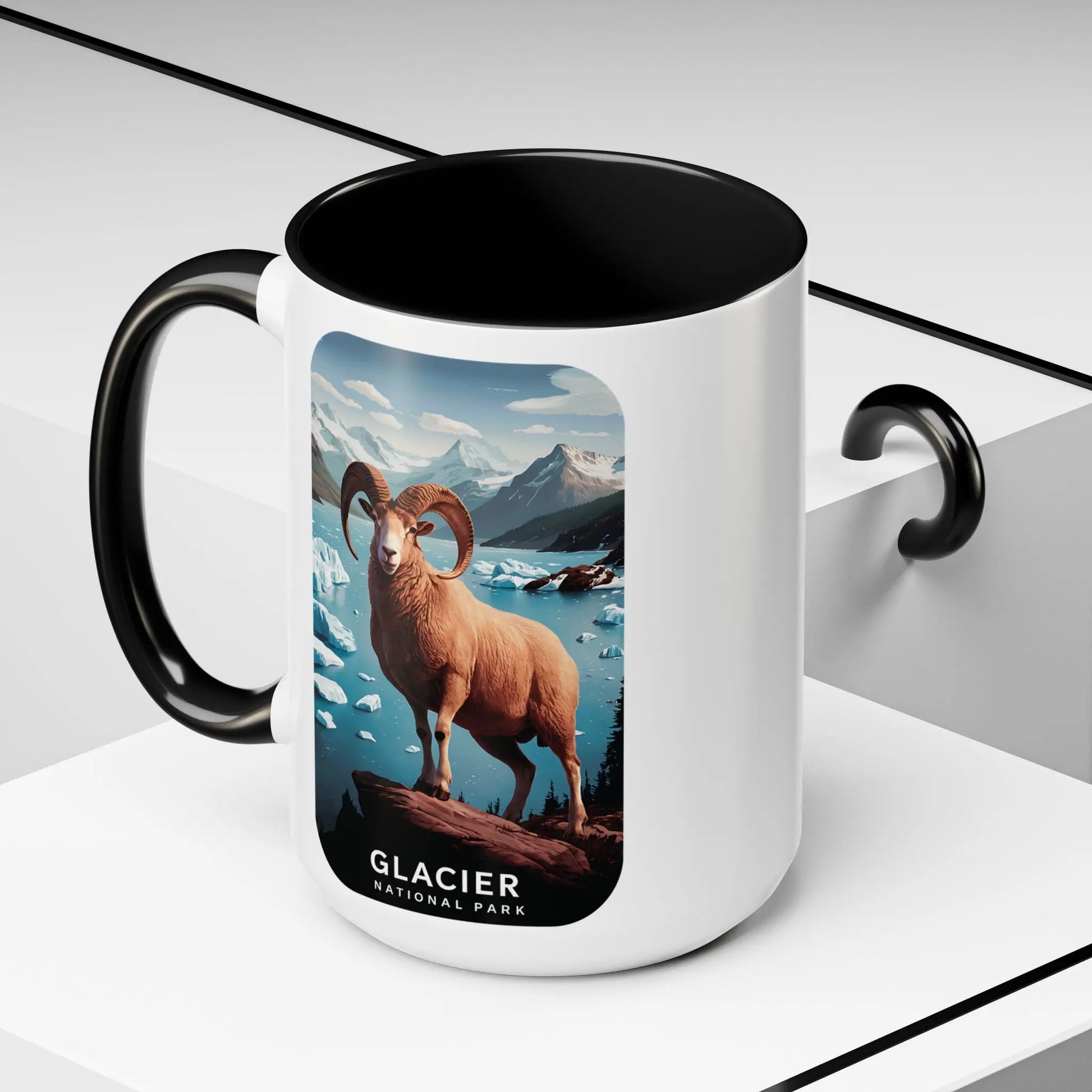 Glacier National Park Big Horned Sheep Scenic Coffee Mug 11oz 15oz Blue Black Pink Red - Park Service Apparel