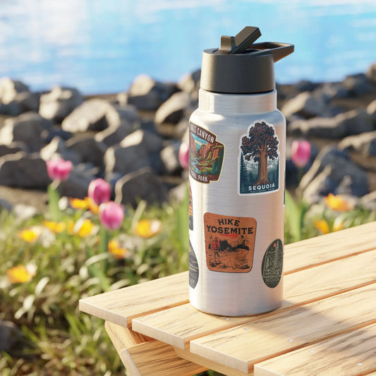 Custom California National Park Insulated Water Bottle  Sticker Style Tumbler 32oz Personalized - Park Service Apparel