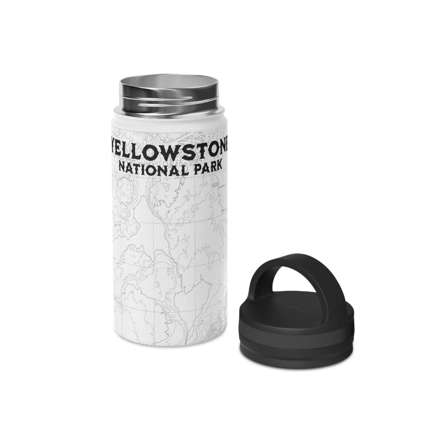 Yellowstone National Park Topographic Stainless Steel Water Bottle (3 Lid Options, 3 sizes) - Park Service Apparel