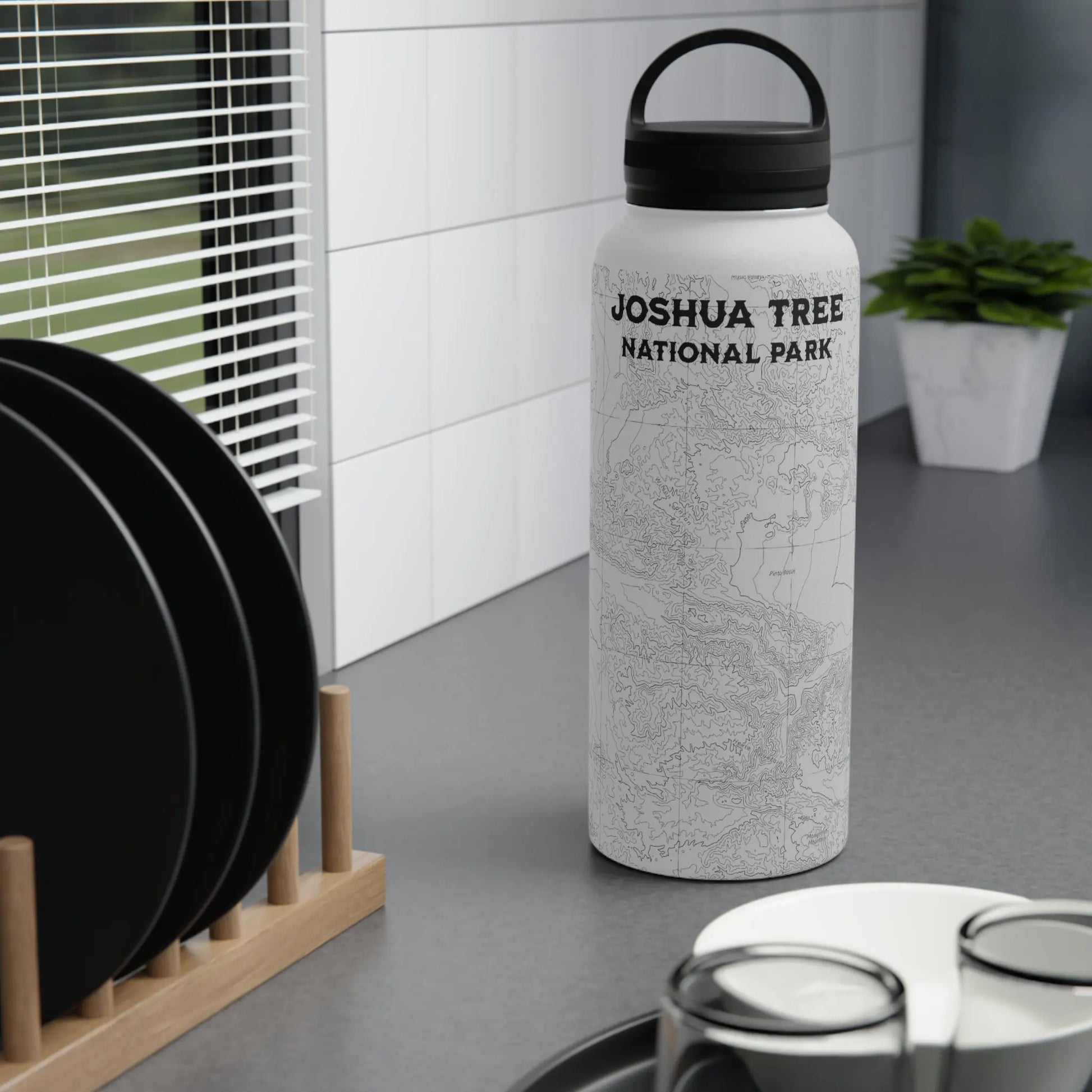 Joshua Tree National Park Topographic Stainless Steel Water Bottle Handle Lid California - Park Service Apparel