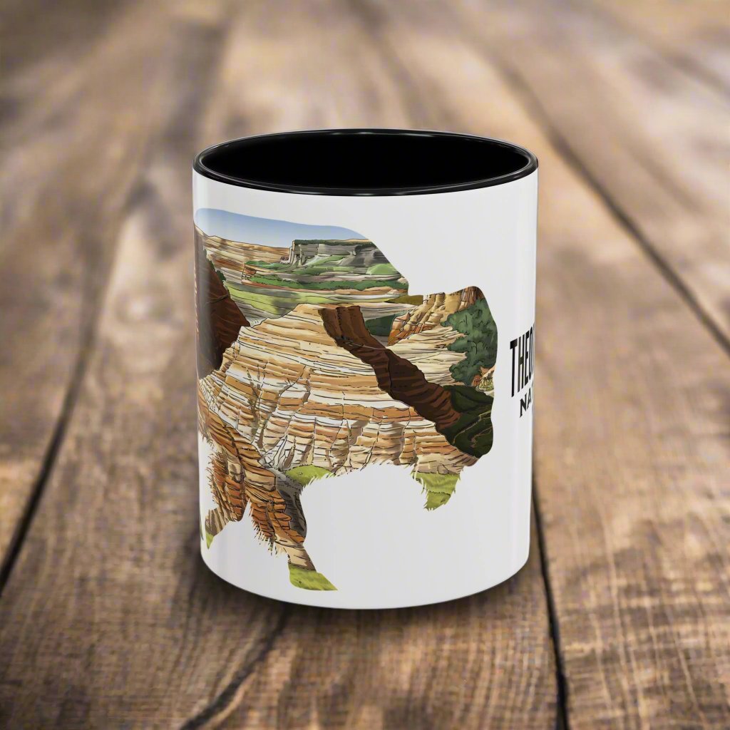 Theodore Roosevelt National Park Accent Coffee Mug 11oz 15oz North Dakota Bison Blue Black Pink Red Outdoor Inspired Printify
