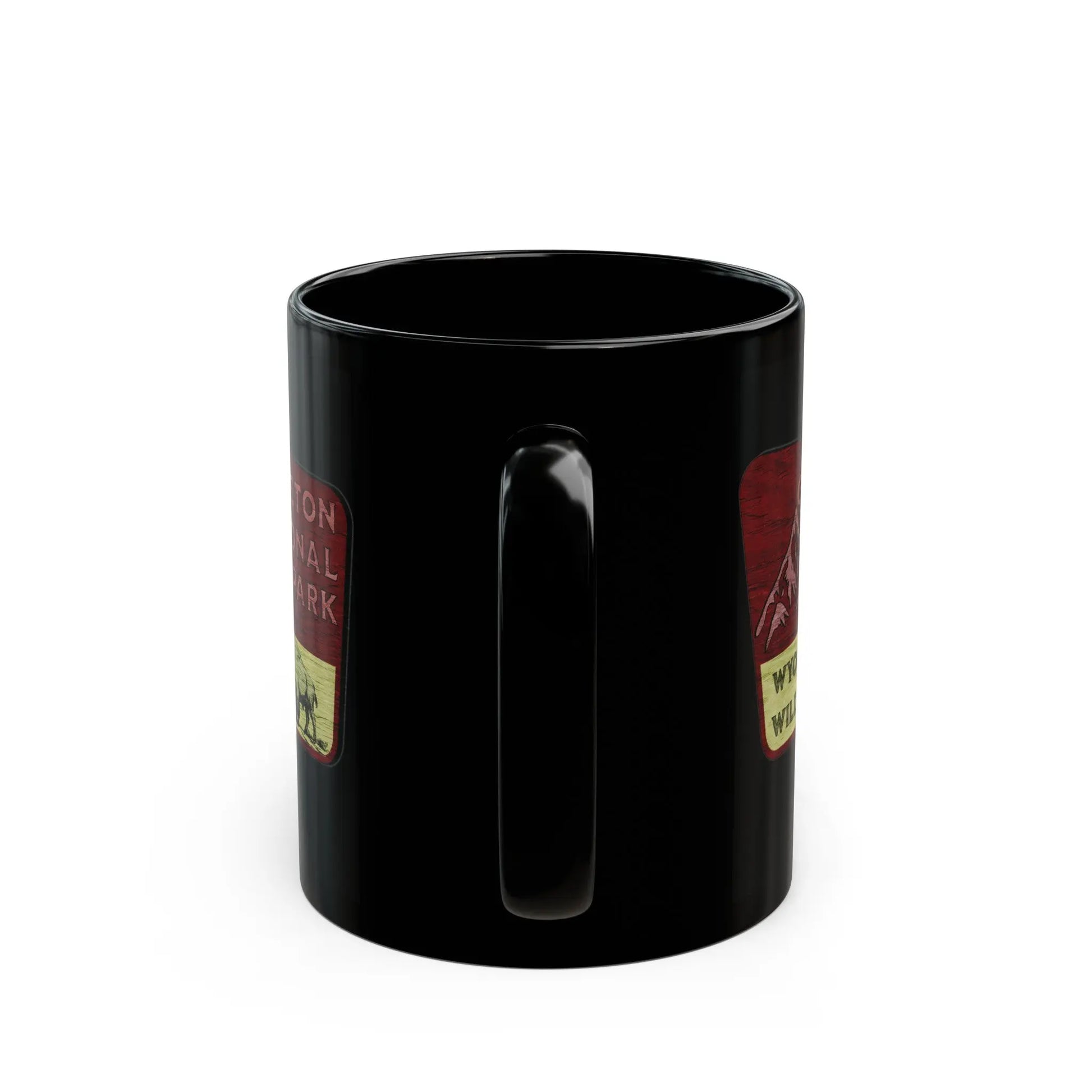 Grand Teton National Park Black Mug (11oz, 15oz) Wyoming Wild Wood Sign Graphic - Park Service Apparel