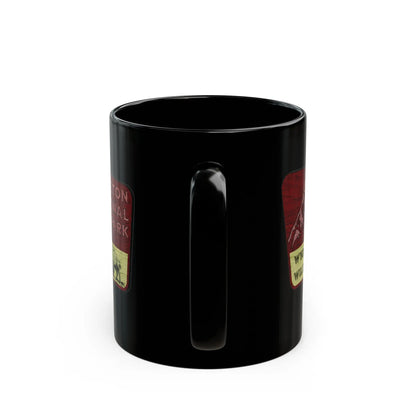 Grand Teton National Park Black Mug (11oz, 15oz) Wyoming Wild Wood Sign Graphic - Park Service Apparel