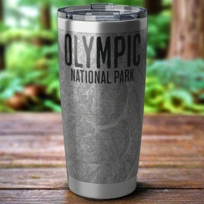 Olympic National Park Topographic Tumbler 20oz Real USGS Map Double Walled Spill Resistant Lid - Park Service Apparel