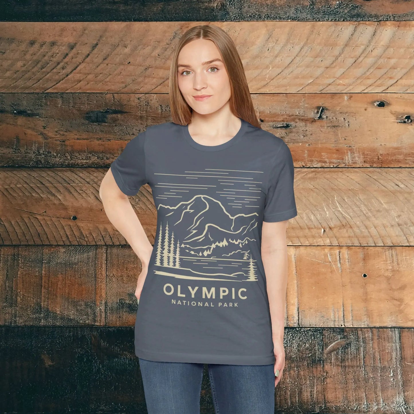 Olympic National Park Unisex Fit Soft T-Shirt Coastal Mountain Art - Park Service Apparel