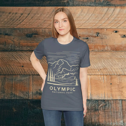 Olympic National Park Unisex Fit Soft T-Shirt Coastal Mountain Art - Park Service Apparel