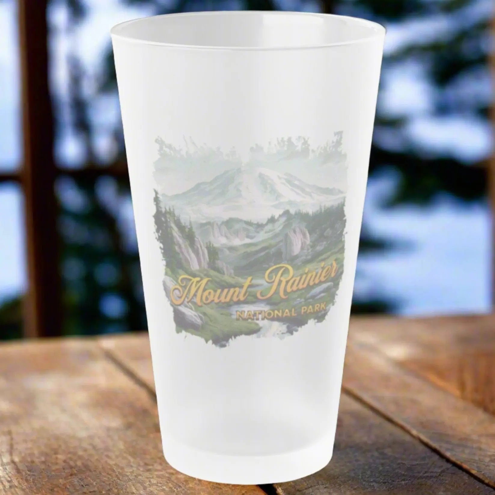 Mount Rainier National Park Frosted Pint Glass, 16oz - Park Service Apparel