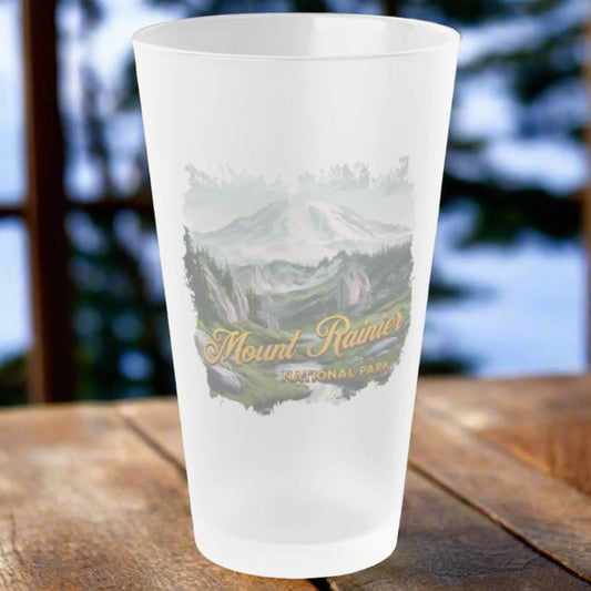 Mount Rainier National Park Frosted Pint Glass, 16oz - Park Service Apparel