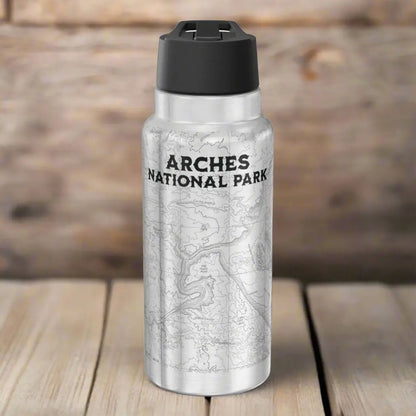 Arches National Park Topographic Insulated Water Bottle Tumbler 32oz Moab Utah USGS Map Print - Park Service Apparel