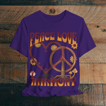 Peace Love Harmony Tree Unisex Soft Jersey Short Sleeve Garden Flowers T-Shirt Printify