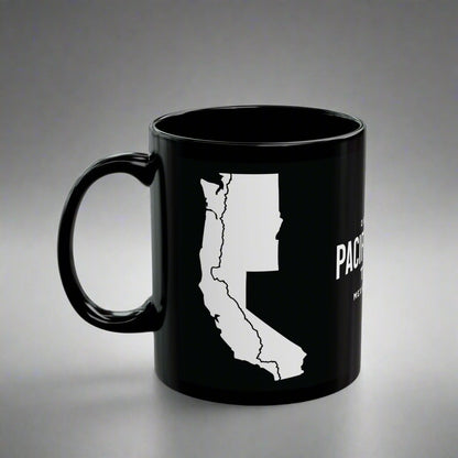 Pacific Crest Trail Classic Marker Black Mug 11oz, 15oz PCT Mexico to Canada Map Hiking Hike Inspired Drinkware Printify