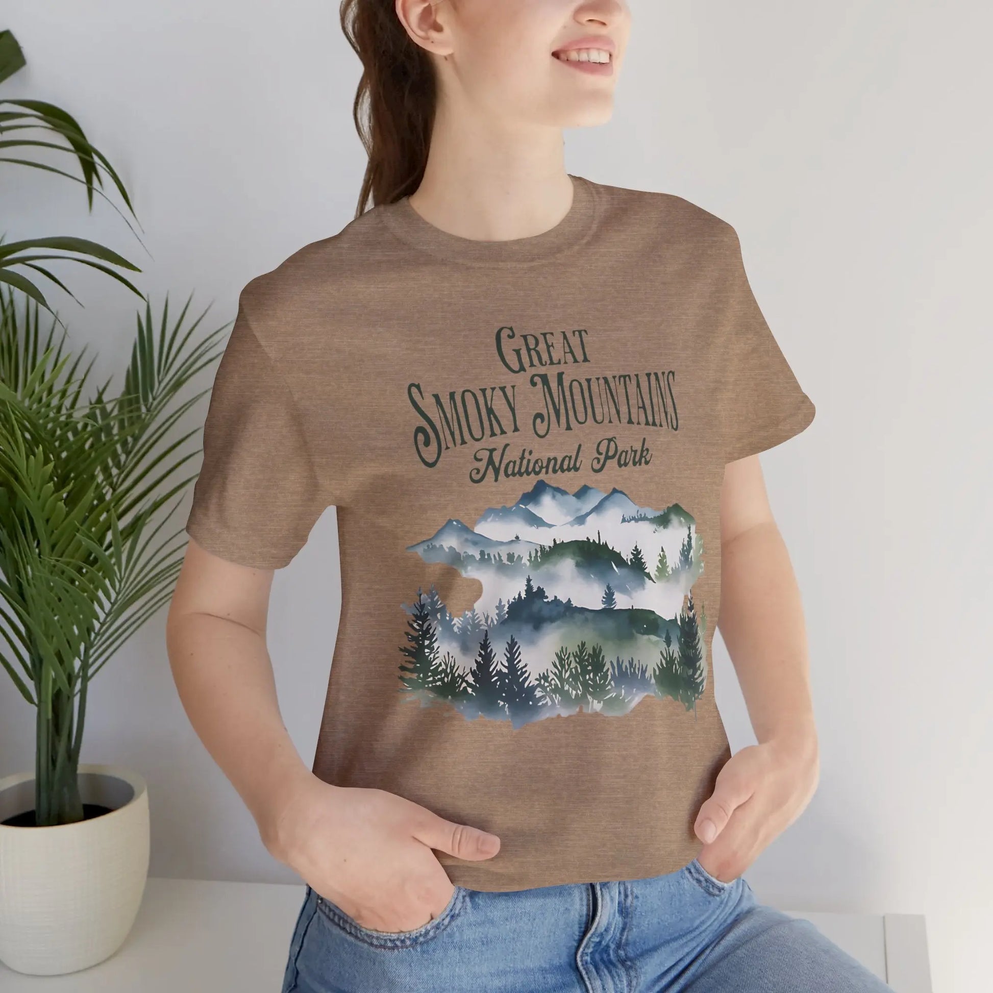 Great Smoky Mountains National Park Unisex Fit Soft T-shirt Watercolor Style Nature Tee - Park Service Apparel