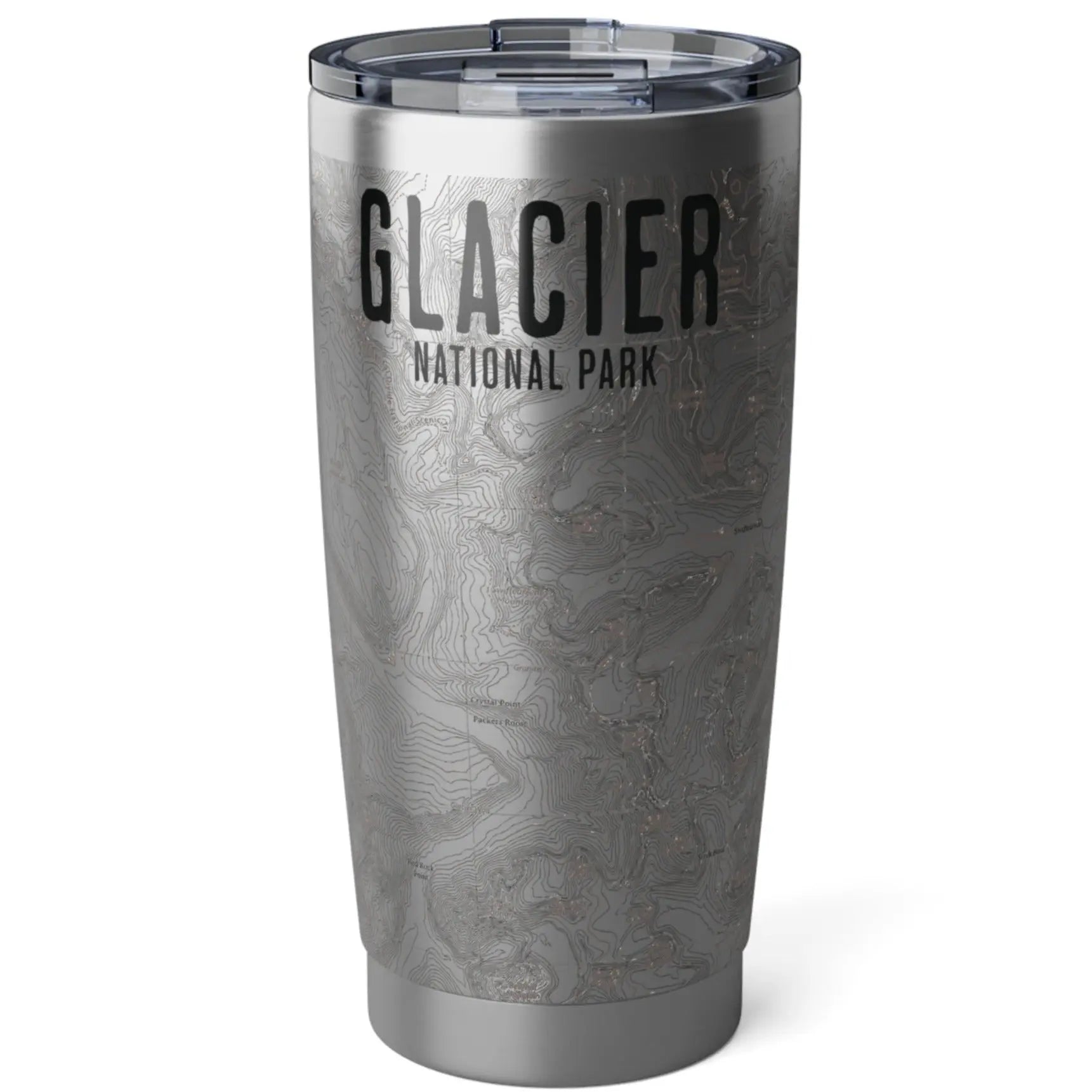 Glacier National Park Topographic Tumbler 20oz Real USGS Map Continental Divide Trail  Walled Spill Resistant Lid - Park Service Apparel