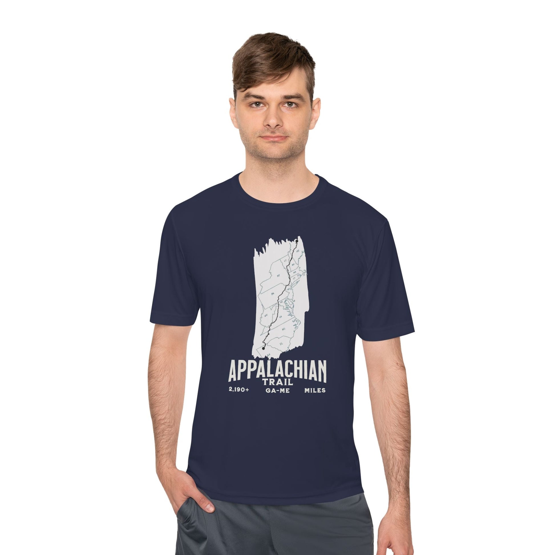 Appalachian Trail White Blaze Map Unisex Fit Sport Tech Performance T-shirt Printify