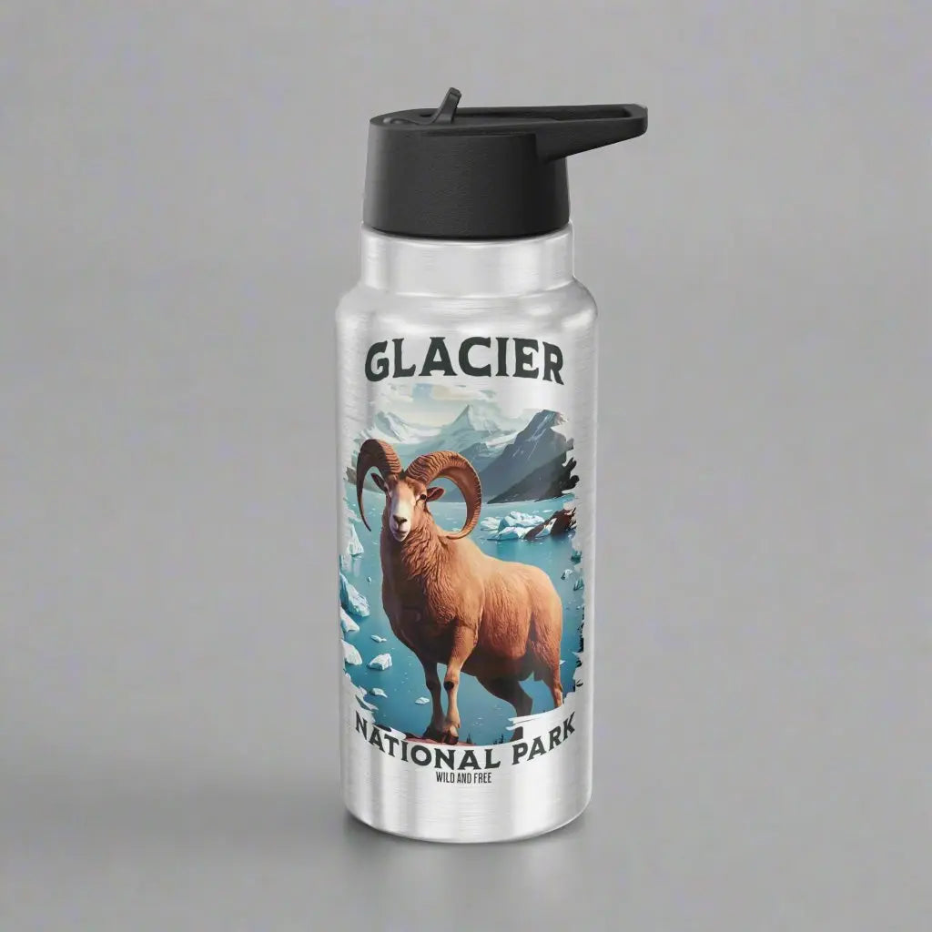 Glacier National Park Insulated Water Bottle Tumbler 32oz Big Horned Sheep - Park Service Apparel
