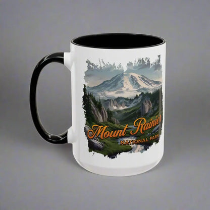 Mount Rainier National Park Accent Coffee Mug 11oz 15oz Blue Black Pink Red Outdoor Inspired Ceramic Mug - Park Service Apparel