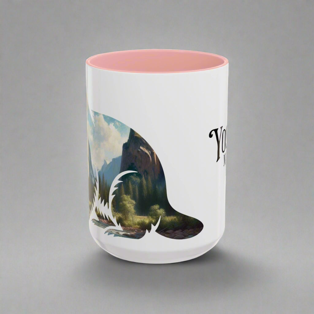 Yosemite National Park Colored Coffee Mug 11oz 15oz Colorful Mountain Cup Light Blue, Navy, Black, Pink, Red Printify