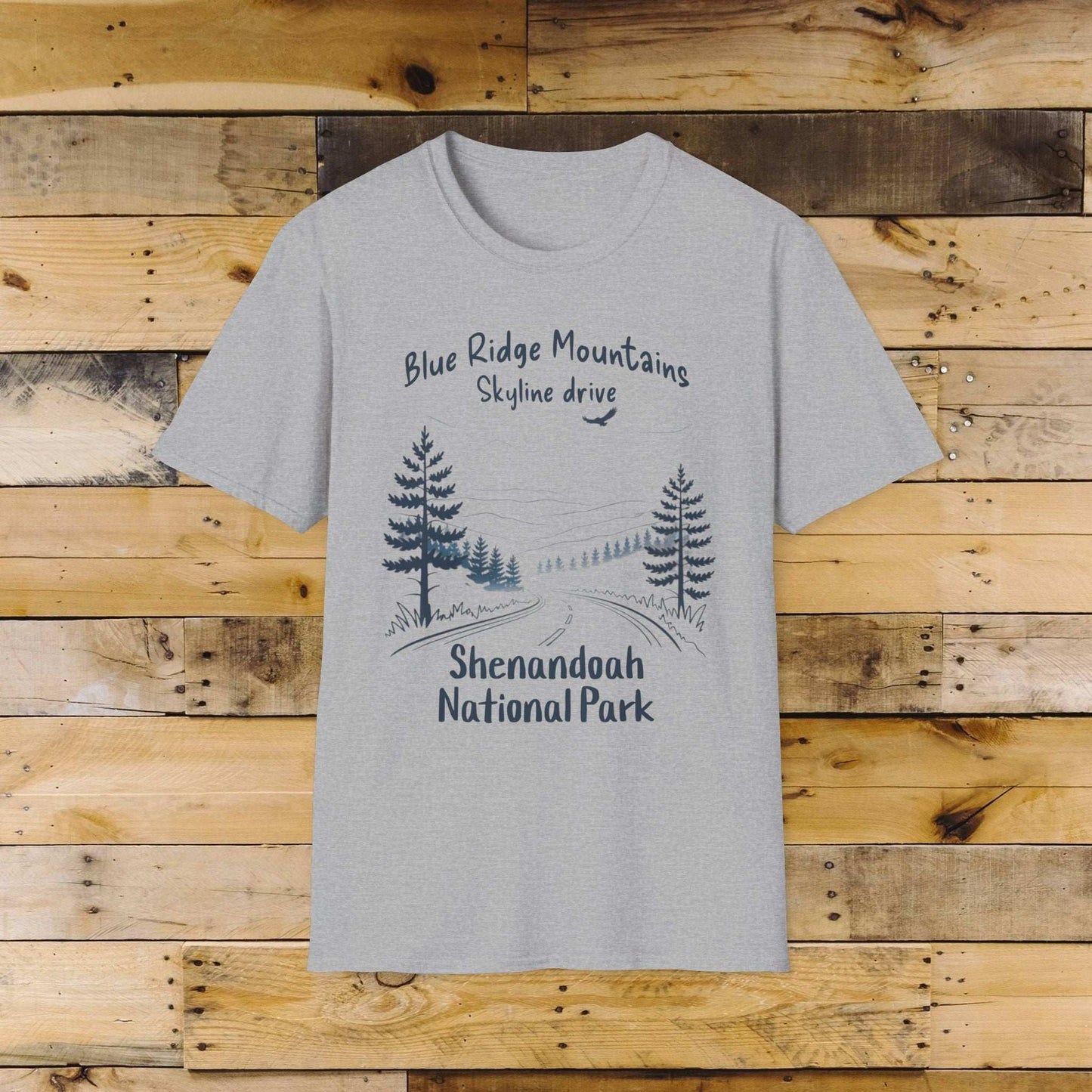 Shenandoah Blue Ridge Mountains National Park Unisex Fit Soft T-Shirt T-Shirt Printify Sport Grey XS